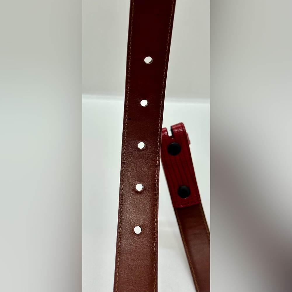 Barry Kieselstein-Cord Vintage Skinny Red Lizard Belt Strap 4 NEW CONDITION - Picture 8 of 10